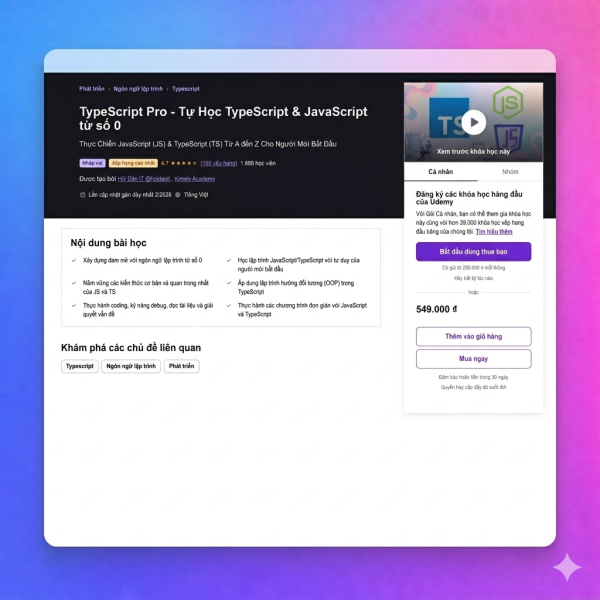 TypeScript Pro - Tự Học TypeScript & JavaScript từ số 0 - Hỏi Dân IT
